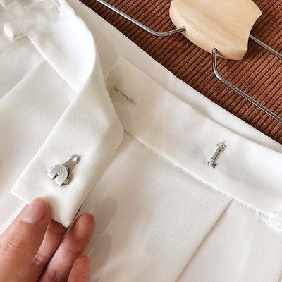 Shorts de Traje Blanco de Talle Alto y Pierna Ancha para Mujer - Image 3