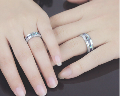 Anillos de Pareja con Incrustación de Tungsteno - Diseño Minimalista y Romántico - Image 9
