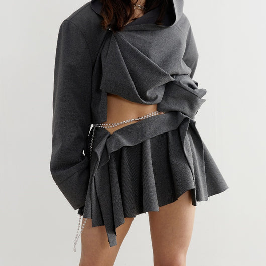 Falda Gris Oscuro Corte Vertical Irregular