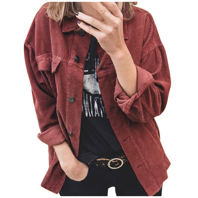 Cardigan de Pana con Solapa y Botones