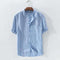 Camisa de Lino y Algodón Transpirable con Cuello de Pie para Hombre