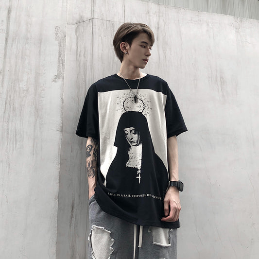 Camiseta Suelta Estampada Madrina para Hombre