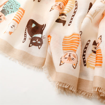 Pañuelo de Seda Estampado Paraíso Gatitos Adorables - Image 47