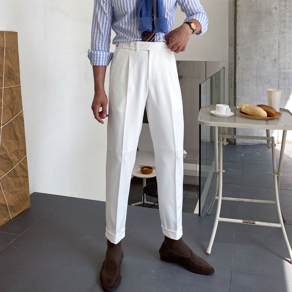 Pantalones Business Casual de Talle Alto Texturizados para Hombre