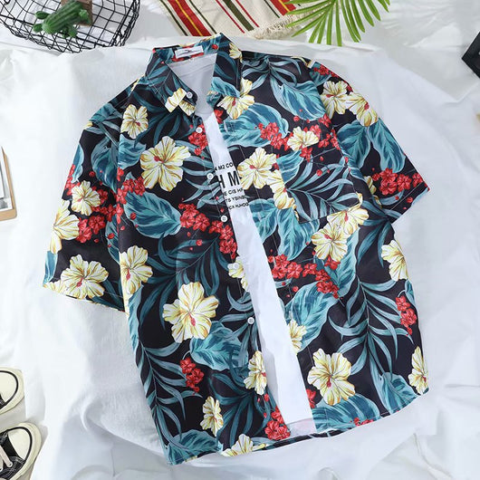 Camisa Suelta Estampada de Manga Corta para Hombre - Image 52