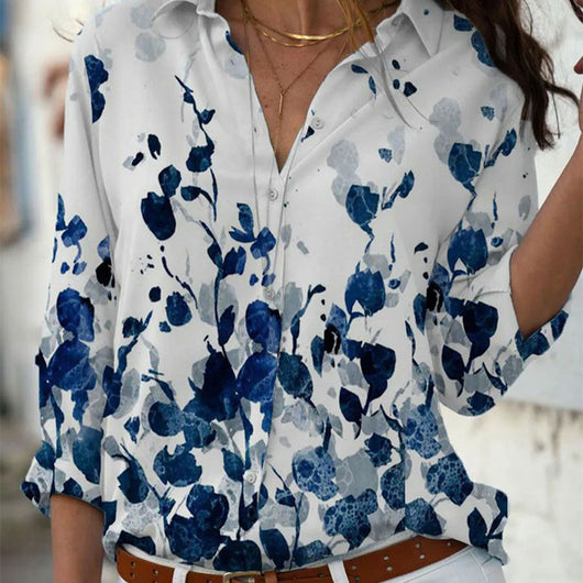 Camisa Suelta con Solapa y Botón Simple para Mujer - Image 4