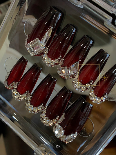 Uñas Postizas Castillo Rojo - Diseño Blanco Personalizable - Image 10