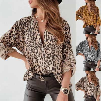 Cardigan Blusa Estampado Leopardo de Manga Larga