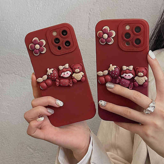Funda Protectora para Celular con Oso 3D Adorable