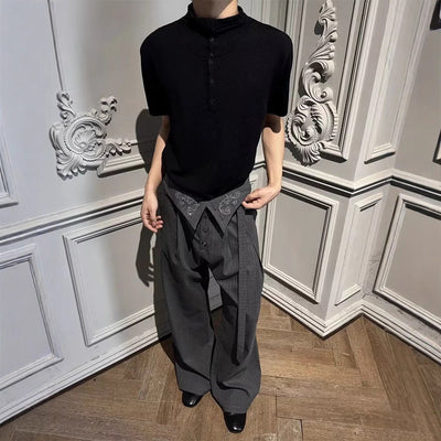 Pantalones Kendo Hombre con Pliegues Drapeados y Rayas Acumuladas - Image 3