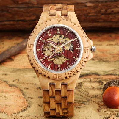 Reloj Automático Madera Ébano Zebra con Correa de Cinco Cuentas - Image 8