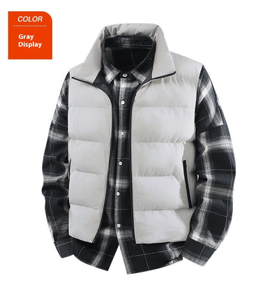 Chaleco Abrigo Suelto Cálido para Hombre Talla Grande con Cuello de Pie - Image 22