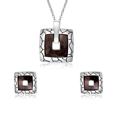Conjunto Retro Cuadrado: Collar y Aretes de Moda - Image 10