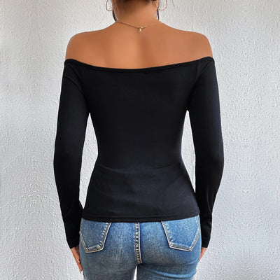 Blusa Elegante Fuera del Hombro Ajustada de Manga Larga - Image 8