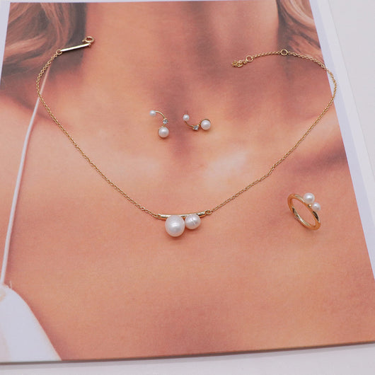 Conjunto de Joyería con Perla de Agua Dulce y Baño de Oro sobre Cobre - Image 5