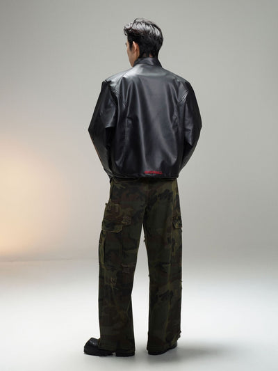 Chaqueta de Cuero Estilo Retro Americano con Detalles de Tartán - Image 31