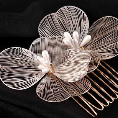 Peineta Nupcial de Flores Doradas - Accesorio de Ensueño para Novia - Image 18