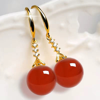 Aretes de Plata Elegantes con Ágata Verde Calcedonia para Mujer - Image 15