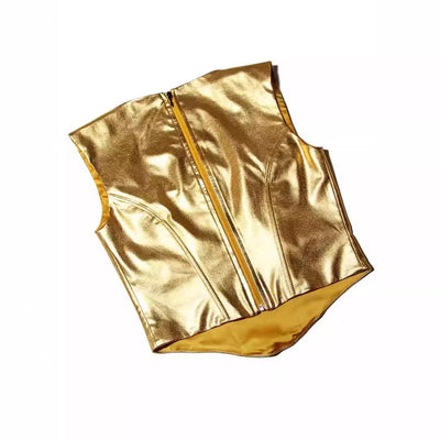 Top Corto Dorado con Tirantes Finos y Corte Ajustado - Image 4