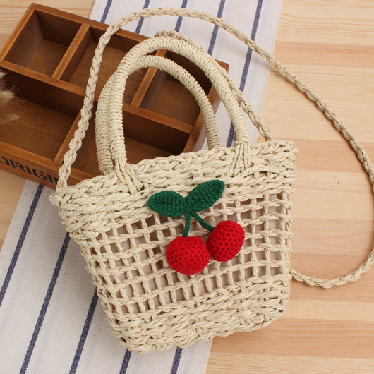 Bolsa de Playa Tejida de Cuerda de Papel Cereza para Vacaciones - Image 6