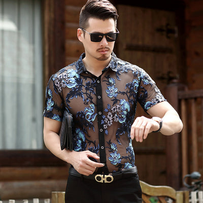 Camisa Floral Manga Corta Transpirable Sin Planchado Hombre - Image 10