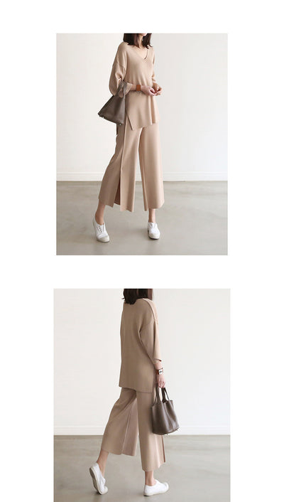 Conjunto Elegante: Blusa Escote V con Pantalón Palazzo de Pierna Ancha - Image 7