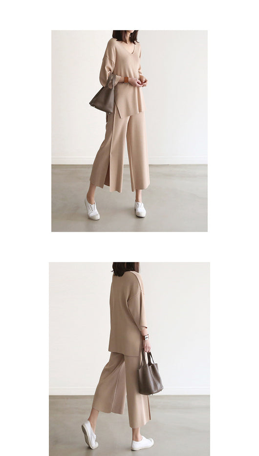 Conjunto Elegante: Blusa Escote V con Pantalón Palazzo de Pierna Ancha - Image 7