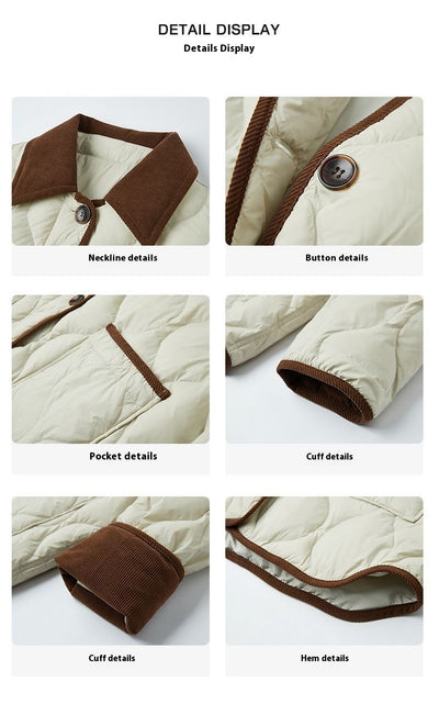 Abrigo Invierno Diseño Solapa Bicolor Estampado Diamante - Image 13