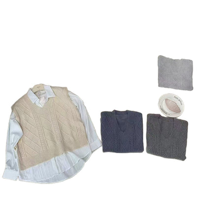 Chaleco Tejido Escote V Estilo Académico Casual para Mujer - Image 5