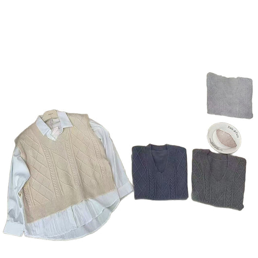 Chaleco Tejido Escote V Estilo Académico Casual para Mujer - Image 5