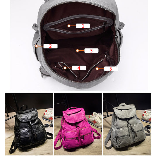 Mochila de Cuero Suave Versátil para Viajes y Uso Diario - Image 2