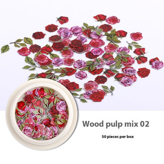 Stickers de Uñas con Flores de Pulpa de Madera - Accesorios DIY para Nail Art - Image 7