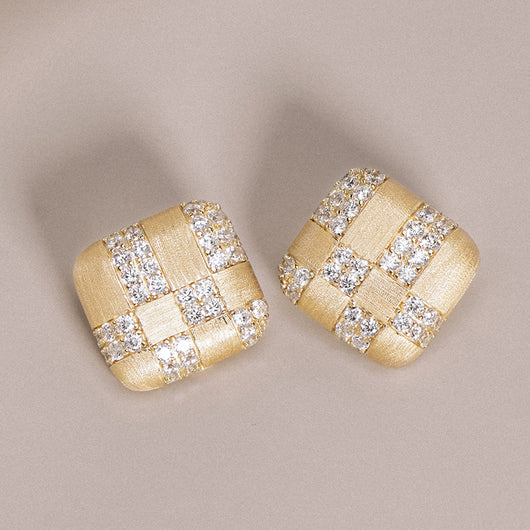 Aretes Cuadrados con Diamantes Geométricos en Plata 925 y Circón - Image 2