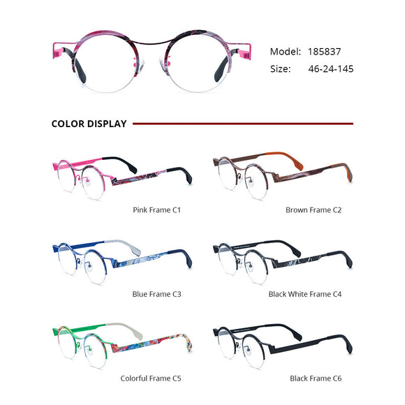 Gafas Redondas para Miopía en Titanio Ultraligero con Cristales de Color