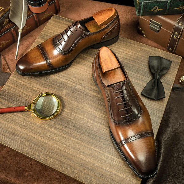 Zapatos Oxford de Cuero Estilo Británico para Hombre