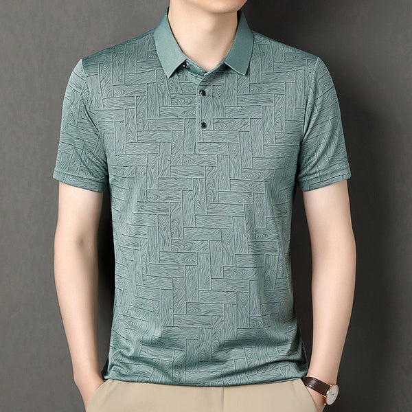 Camiseta Fresca de Seda de Hielo con Estampado Moderno para Hombre - Image 7