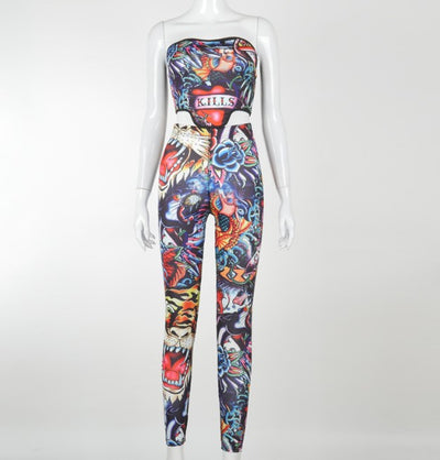 Traje Estampado Animal Print con Halter y Escote Invertido - Image 5