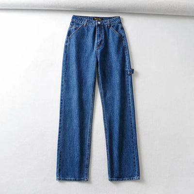 Jeans Talle Alto Pierna Ancha Retro con Costuras Decorativas - Image 7