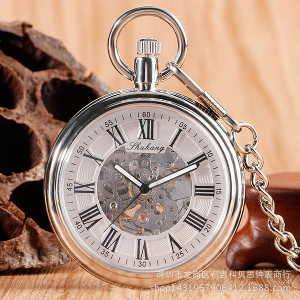 Reloj de Bolsillo Mecánico Automático con Carátula Abierta Estilo Romano - Image 3