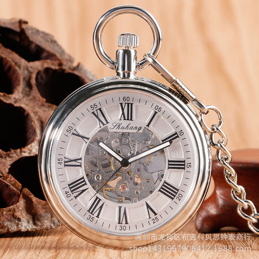 Reloj de Bolsillo Mecánico Automático con Carátula Abierta Estilo Romano - Image 3