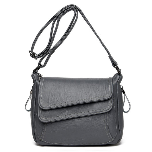 Bolso Mensajero de Cuero Suave - Cartera Cuadrada Clásica Compacta - Image 3