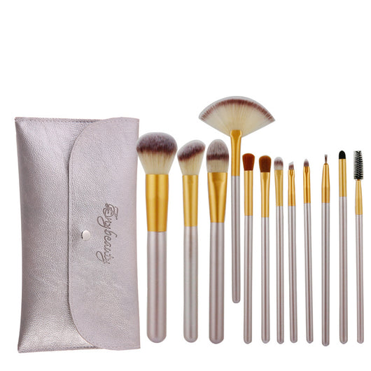 Set de 12 Brochas de Maquillaje Blanco Crema con Cerdas Sintéticas Premium - Image 19