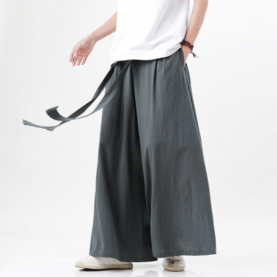 Pantalones Holgados de Algodón y Lino Talla Grande Estilo Chino para Hombre - Image 7