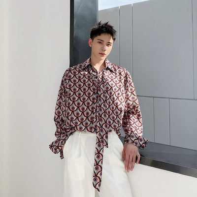 Camisa Hombre Estampado Plumas de Pavo Real