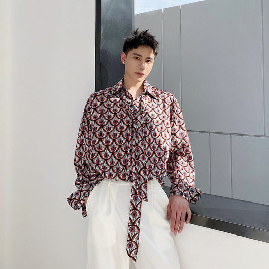 Camisa Hombre Estampado Plumas de Pavo Real