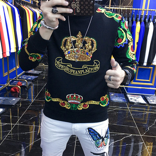 Suéter Holgado de Manga Larga con Bordado de Corona - Estilo Tendencia - Image 10