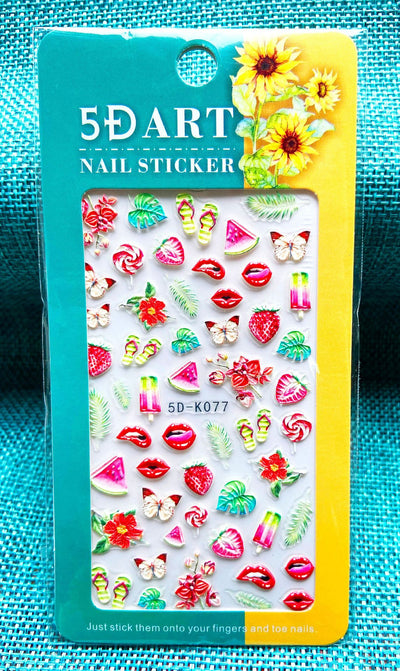 Stickers de Uñas 3D con Relieve - Diseño Cuadros y Moños para Verano - Image 47