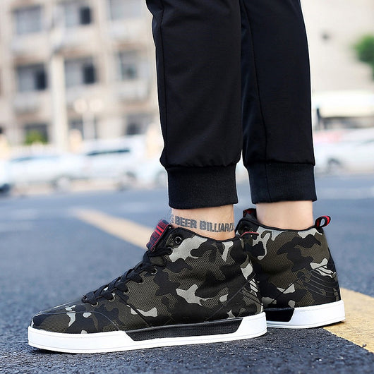 Zapatillas Altas Camuflaje Lona Estilo Coreano Talla Grande Hombre - Image 10