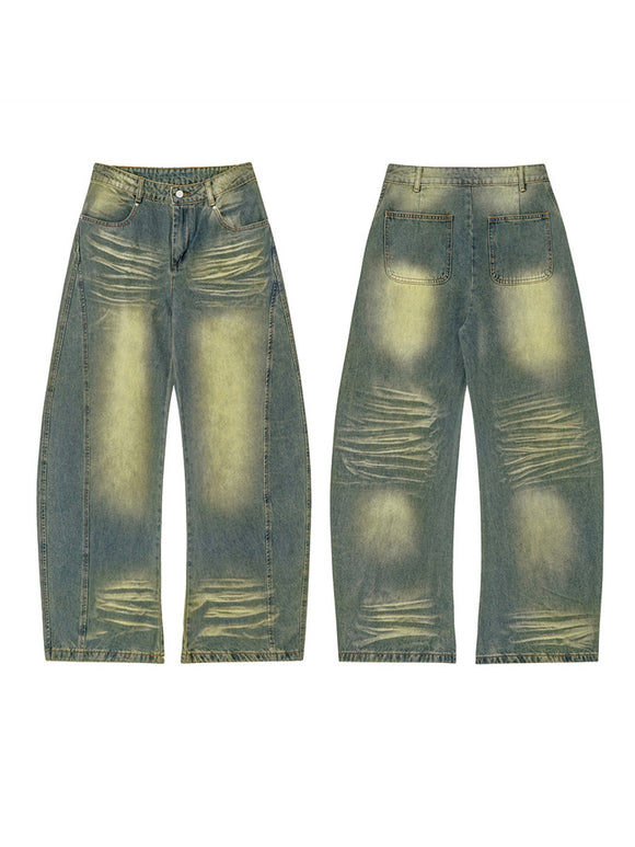 Pantalones Denim Harlan Patchwork Azul y Amarillo Desteñido