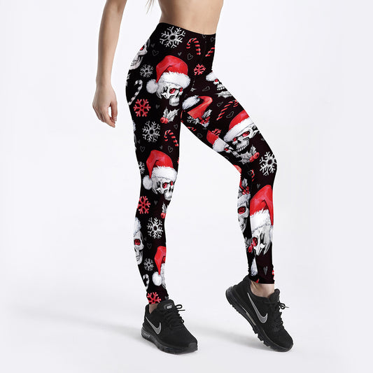 Capris Deportivos Transpirables con Diseño Calavera para Fitness